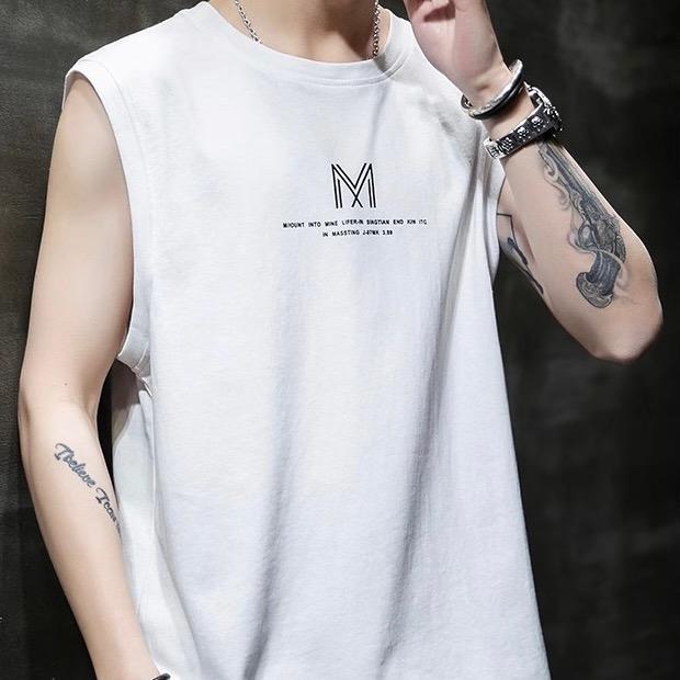 Áo thun ba lỗ nam tanktop in hình chữ M - thun cotton thoáng mát Menswear Menswear Menswear Menswear có thể giặt máy đơn giản 4