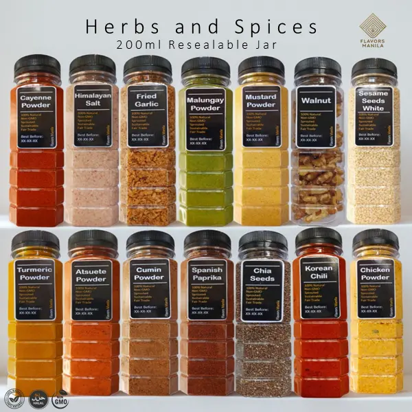 Herbs and Spices in 200ml Resealable Jar- Fresh Sealed In Flavor