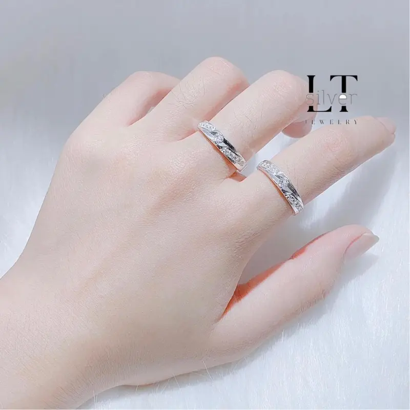 Nhẫn đôi tình yêu nam nữ NĐ457 LTJ bạc ta Tốt đẹp cao cấp 1