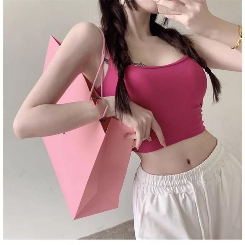Product Introduction of Set 2 Áo Hai Dây Mảnh Dáng Ngắn Cho Nữ, Chất Cotton Mềm Mại Mút Liền, Co Giãn [R25] Top Women Bra 13