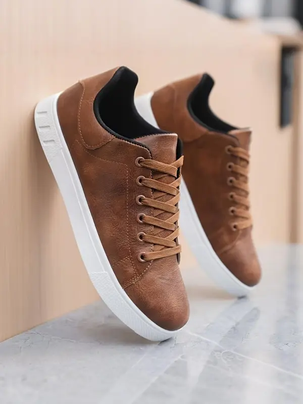 Men's Fashionable Lace Up Low Top Sneakers, Casual Breathable Lightweight Comfortable Sports Running Shoes, Male All-match Round Toe Shoes for Daily Wear 4