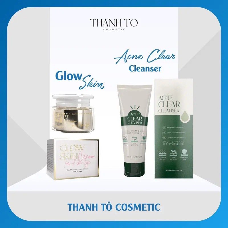 Combo Kem Dưỡng Face Glow Skin + Sữa Rửa Mặt Acne Clear | Thanh Tô Cosmetic 0
