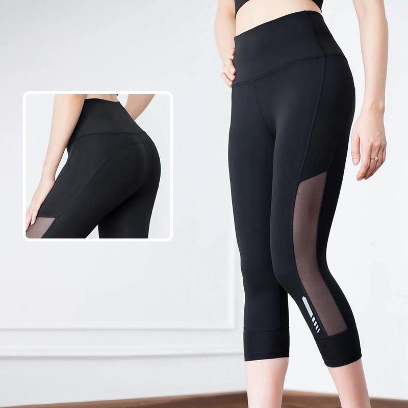 Quần Genmax Lửng phối lưới thể thao cao cấp, thiết kế tối ưu cho tập gym, yoga (GLL02) Thun Legging Sport Chạy Bộ