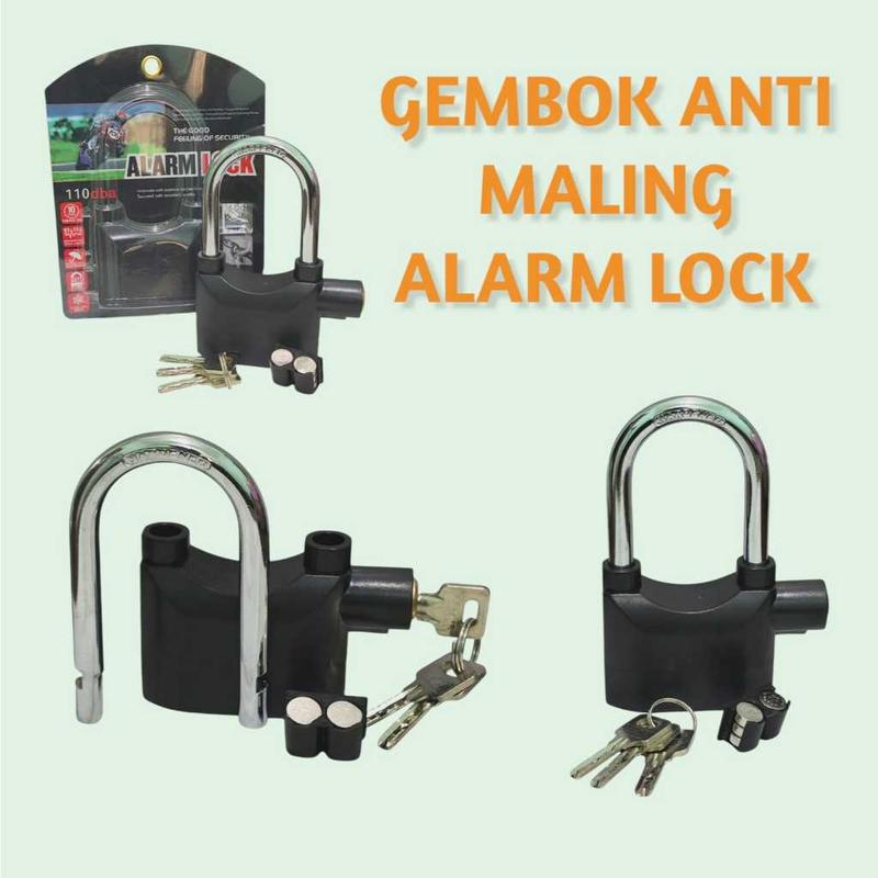 Gembok Alarm Anti Maling / Kunci Gembok Alarm Cakram Sepeda Motor Pagar Anti Maling dari Bahan Antikarat Kokoh dan Berkualitas 1