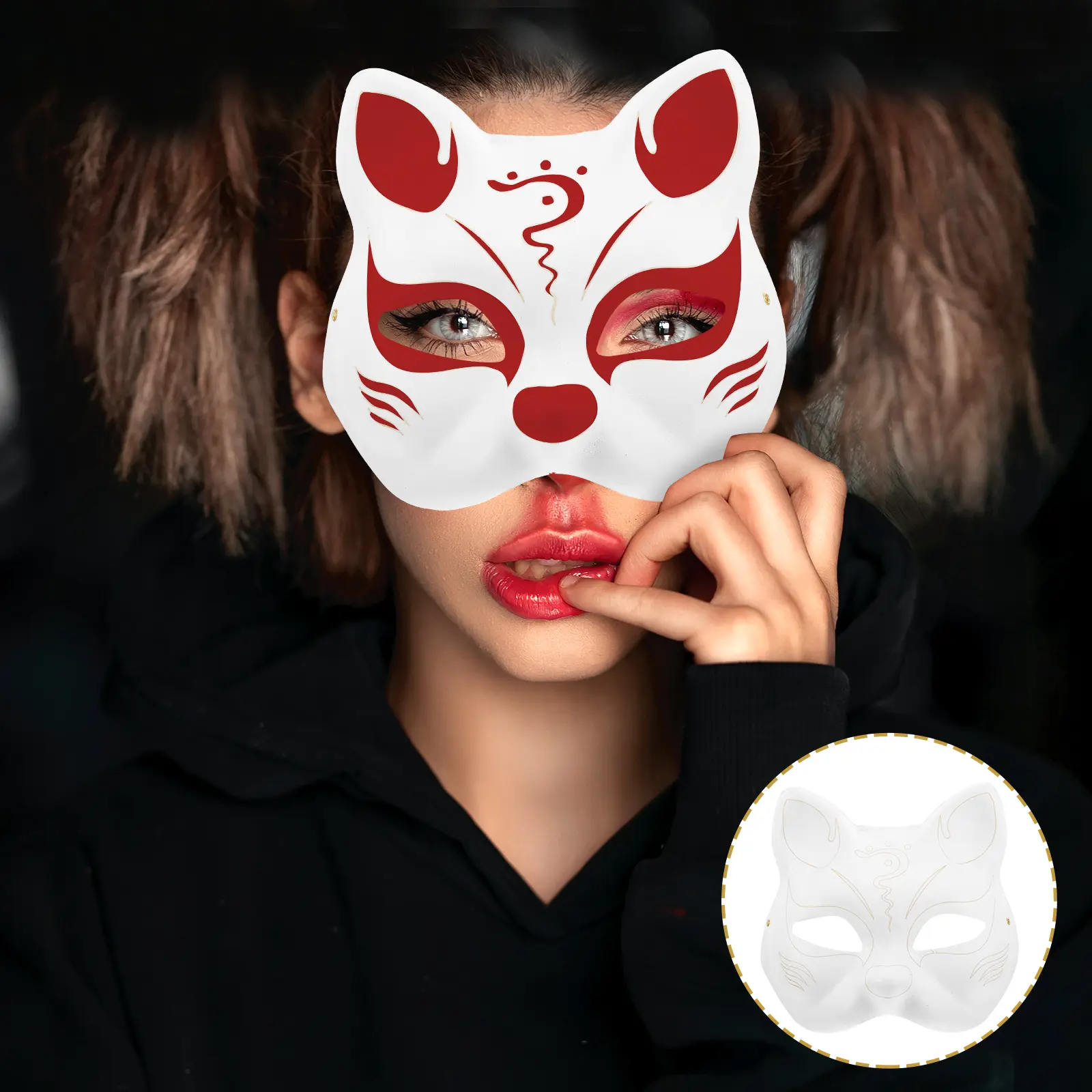 Mặt nạ đúc mèo, không sơn và sơn, có thể sơn tự làm, mặt nạ cosplay, mặt nạ phân chia