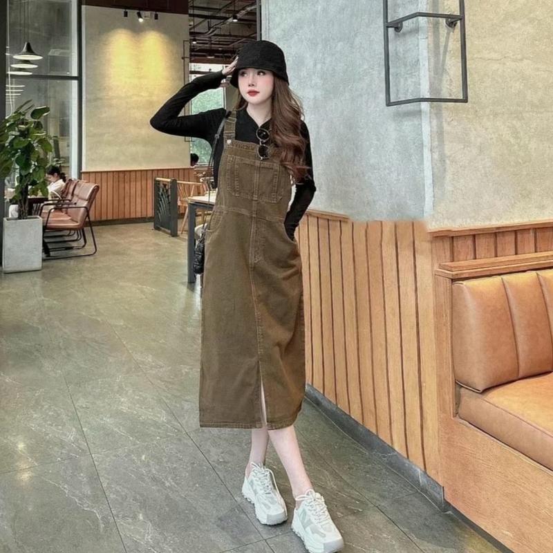Yếm váy dài dáng xuông khóa gài Nữ  [M.A.I Clothing] Women Dress