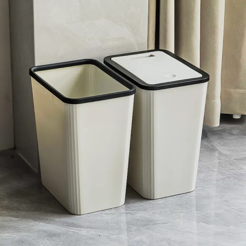 Thùng Rác Nắp Lật, Giá Trị Cao, Dung Tích 15L, Chất Liệu Nhựa, Thích Hợp Cho Nhà Bếp Và Phòng Tắm, Thùng Rác Dung Tích Lớn, Thùng Rác Gia Dụng, Phong Cách Ins