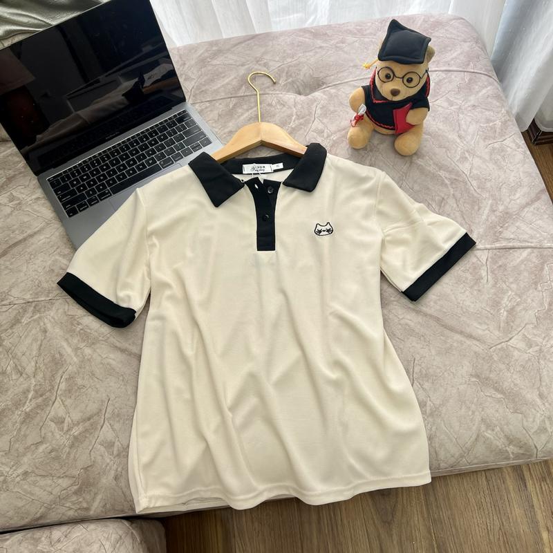 Áo Polo Women Chất Tổ Ong 2 Da Cao Cấp Thấm Hút Mồ Hôi Thêu Tim, Thêu Mèo, Thêu Cupid, Thêu Thỏ 6