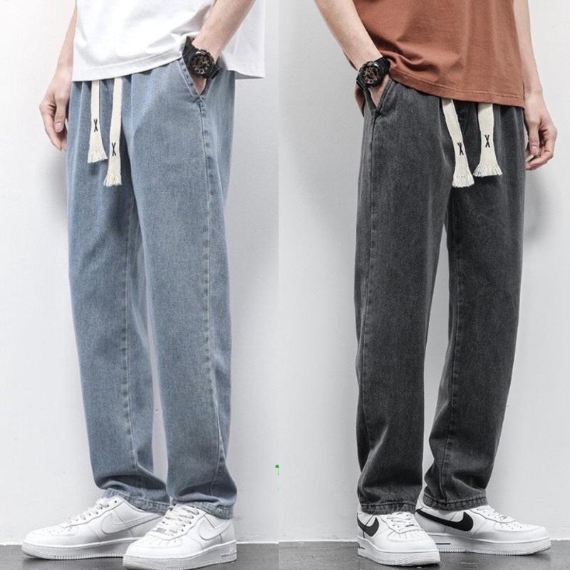 Quần jean nam baggy cạp chun xanh nhạt Menswear Pants Có Túi