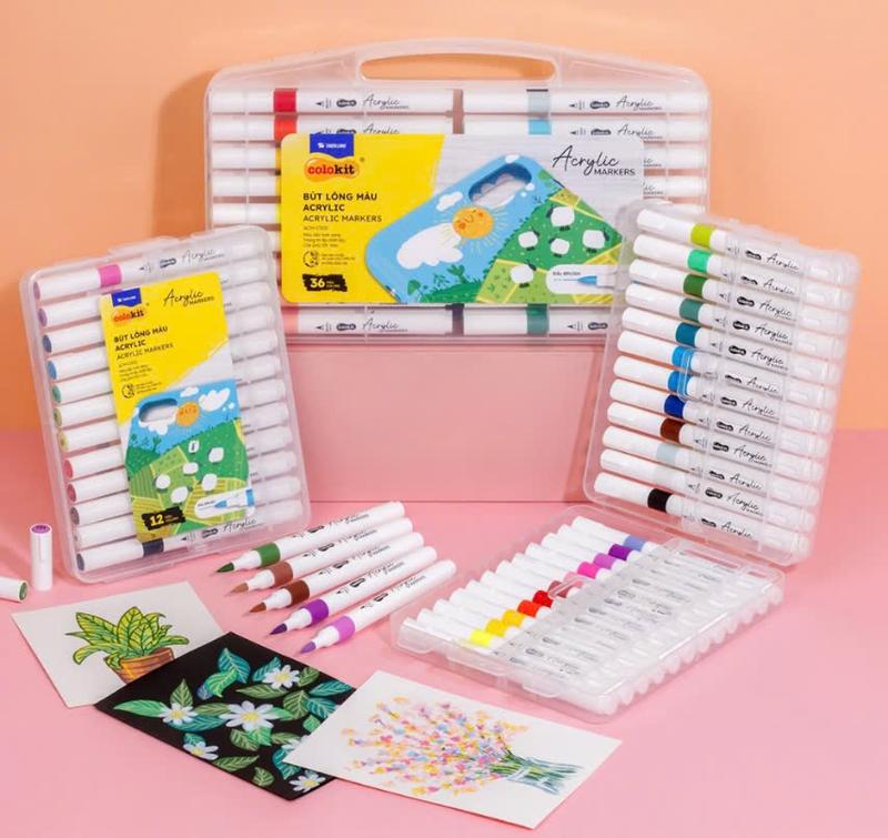 Bút lông màu Acrylic Markers 1 đầu brush Thiên Long Colokit 12/24/36 màu