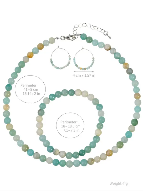 Natural Stone Beaded Necklace & Bracelet & Earrings, Fashion Jewelry for Party, Daily Clothing Decor, Trendy All-match & Exquisite Jewelry for Birthday Gift 1
