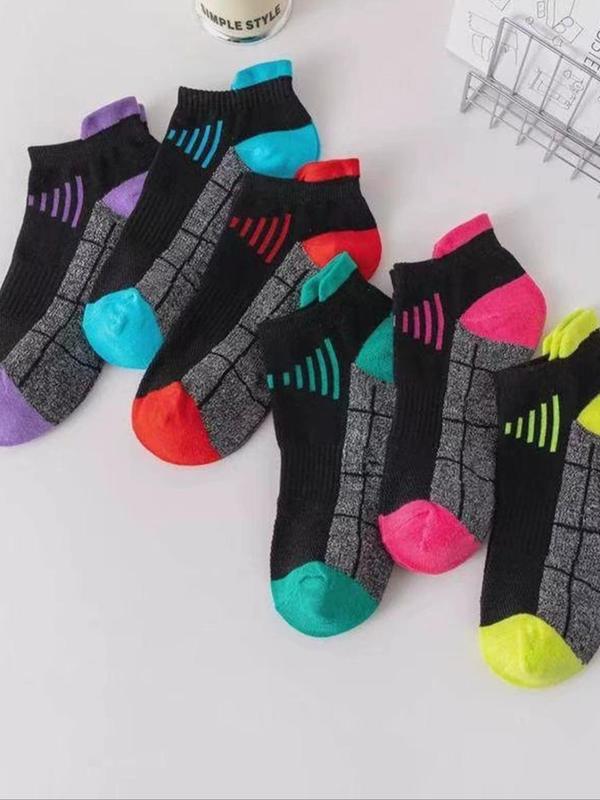 Men's Colorblock Low Cut Socks, Breathable Comfortable Socks for Daily Wear, Multipack Knit Socks for All Seasons 6