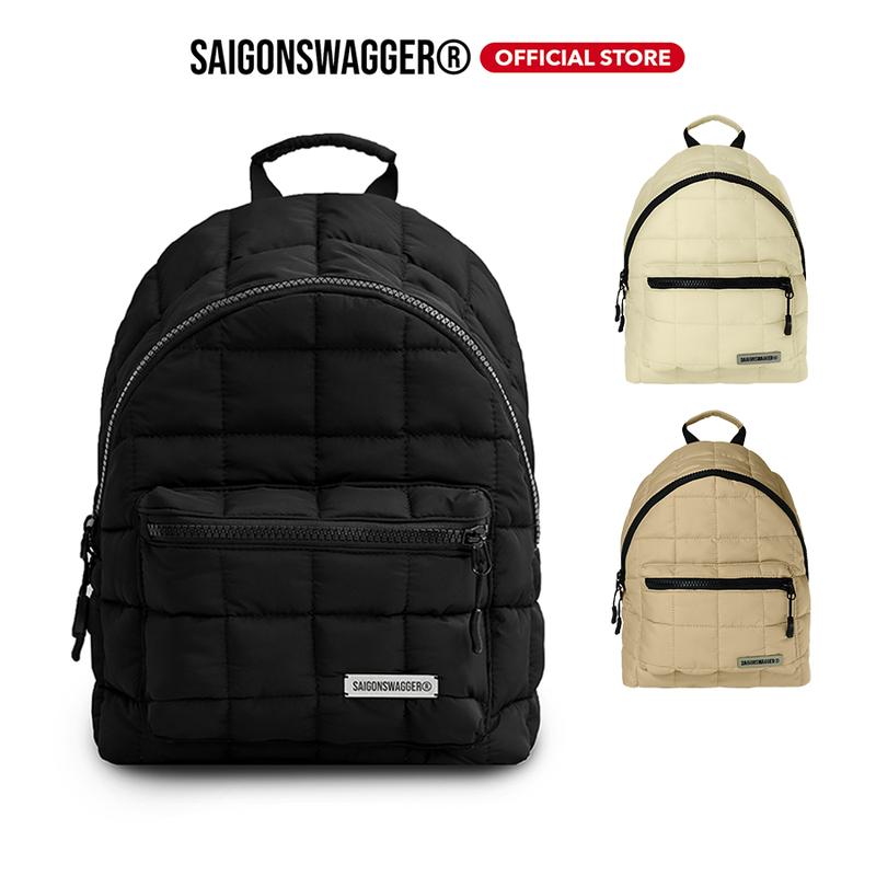 Balo chần bông mini NOIR PUFFER BACKPACK SAIGONSWAGGER ngăn chống sốc laptop 13inch