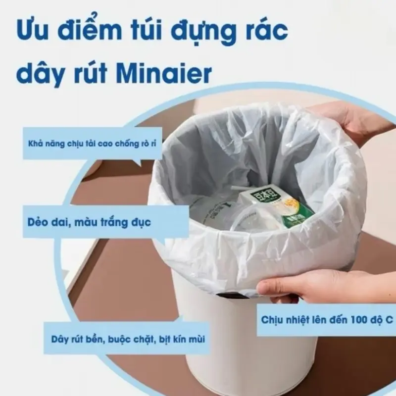 Sét 3 cuộn (300) túi đựng rác tự phân huỷ Minaier chống rò rỉ nước siêu sai kích thước 45x50 cm 2