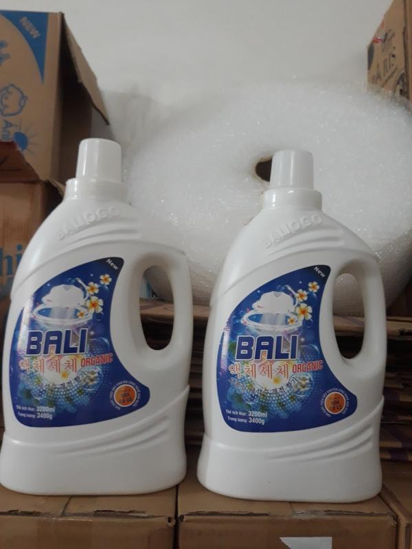 Nước Giặt Xả Bali Organic Cao Cấp Can 3,2L hương hoa cỏ gỗ màu xanh Làm Sạch