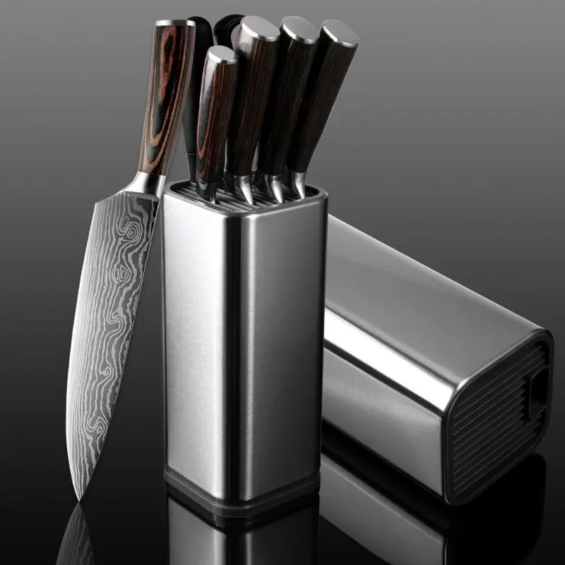 TaffHome Tempat Pisau Dapur Stand Tool Knife Holder Stainless Steel - DJ-012 Plastik Kitchenware