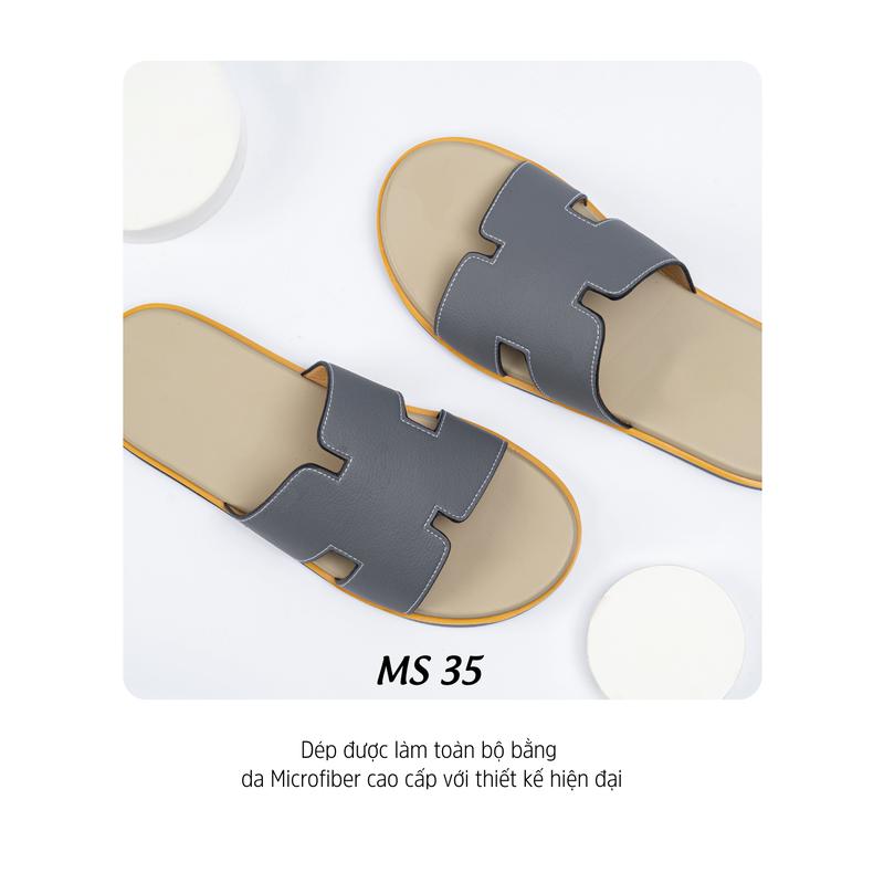 Dép Nam Kunluv Cao Cấp Quai Da Microfiber Chữ H, Hàng QC Full Box MS35 1
