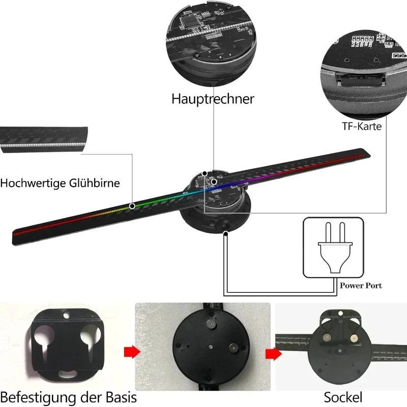 3D Hologram Fan 42CM 3D Holographic Projector Advertising Display Light HD Holographic Projector for Stores Bars Party Xmas - Image 5