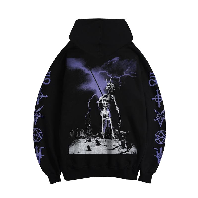 Product Introduction of MRJN - Black Hoodie Hollow fleece sweater 15