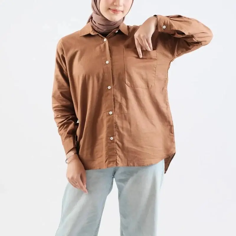 KALEA SHIRT - Kemeja Katun Linen Basic Oversize Atasan wanita Elegan Baju Fit 2
