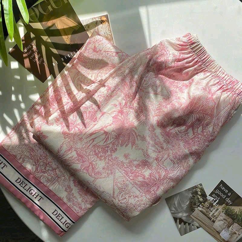 Pijama lụa tơ xước ánh kim cao cấp tay dài màu hồng kẹo ngọt chữ del - Pizama lụa tay dài Kim Tuyến 6