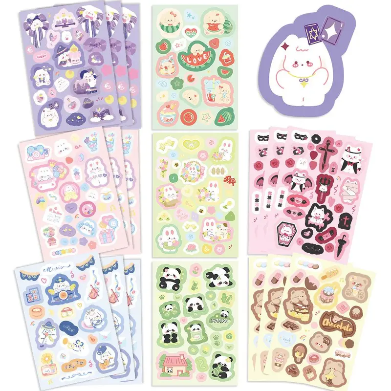 Cute Animal Pattern Sticker, 8 Counts/set Colorful Waterproof Sticker, Vinyl Cute Aesthetic Sticker for Water Bottle, Laptop, Phone, Skateboard, Decor 2