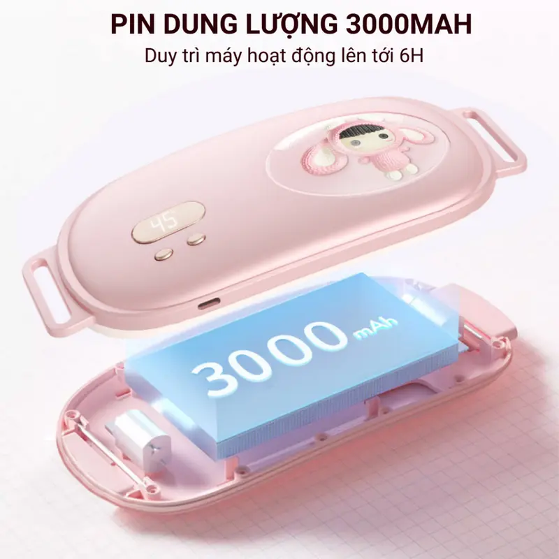 Máy massage bụng kinh, Đai chườm ấm bụng kinh 3 cấp độ mát xa và sưởi ấm màn hình LCD 4