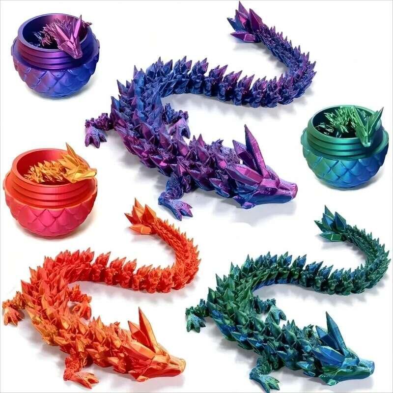 Product Introduction of 1/2PCS 3D Printed Egg with Full Dragon Modle Movable Rotatable Articulated Desktop Ornament Kid Toy 5