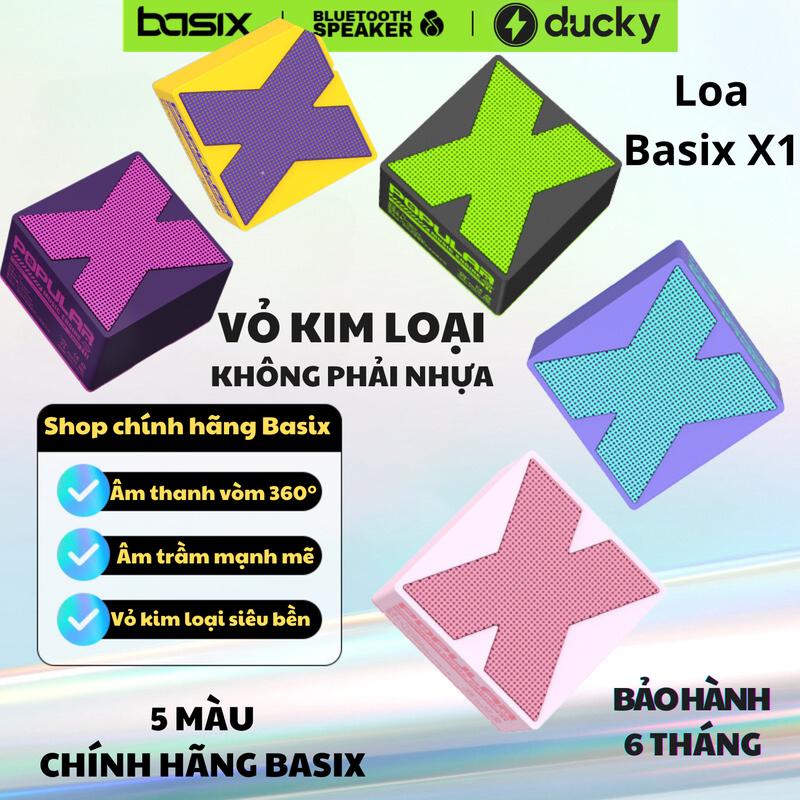 Loa Bluetooth Mini Basix X1 Bass Mạnh Âm Thanh 360 Độ. Loa Cầm Tay Bluetooth 5.0 Âm Thanh HIFI Sống Động Bảo Hành 6T Củ Loa Nghe Nhạc