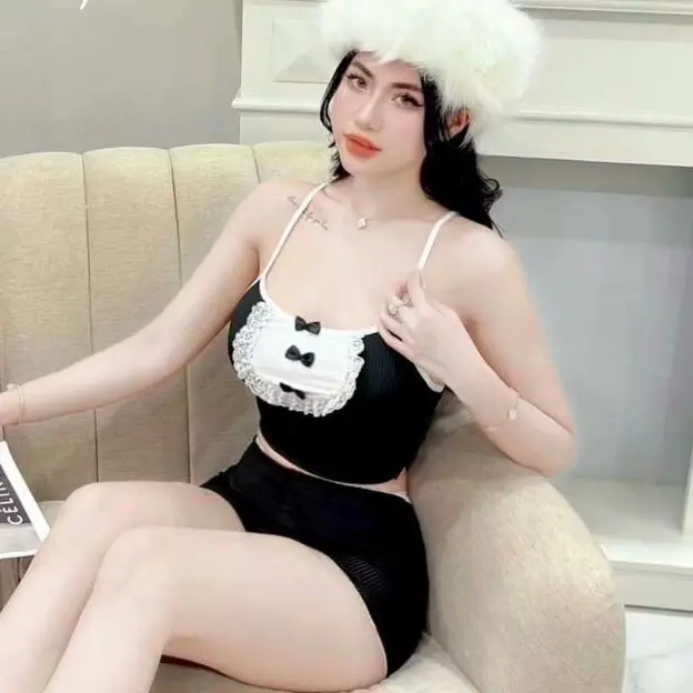 Set Áo 2 Dây Nơ Bèo + Quần Xinh Freesize Hình Thật 3 Màu Sắc Cho Nữ - Women Top Nhung