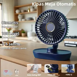 Kipas Meja Portable Digital｜Kipas Mini Rotasi 180° Fleksibel｜Pendinginan Super Jauh｜Suara Sunyi Seperti Napas｜Layar LED Pintar｜USB Type-C Fast Charging｜Ringan Mudah Dibawa｜Anti Slip & Mudah Dibersihkan FD02