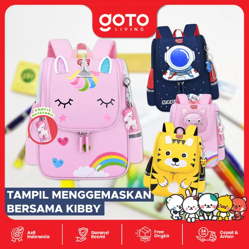 Goto [COD] Kibby Tas Sekolah Ransel Backpack Anak Perempuan Waterproof Bag 0