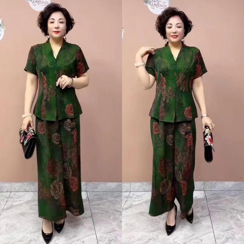 áo sơ mi nữ 2025 mẫu mớiBộ Đồ Cho Mẹ, Chất Liệu Polyester, Quần Áo Mùa Hè, Hàng Mới Về, Áo ngắn Tay Quần Ống Rộng Cạp Cao In Họa Tiết Cổ Điển, Bó Sát, Bộ Hai Mảnh, 2025 bộ  đồ  hello  kitty bộ  hoa  tây  tử đồ  bộ  cánh  dơi  nữ bộ  đồ  butterfly bộ  lanh 6