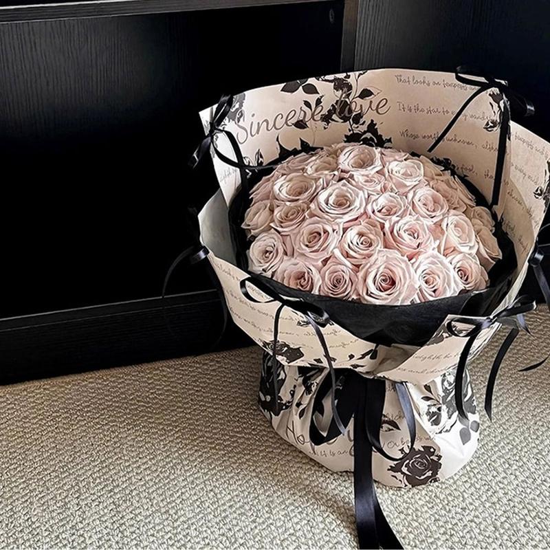 10pcs Creative Floral Pattern Rose Flower Packaging Paper Antique Waterproof Bouquet Wrapping Paper Kraft Paper Romantic Gift Packaging Paper Room Decor 3