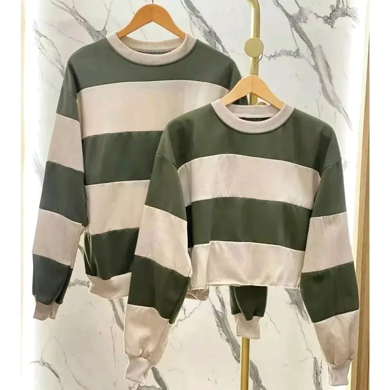 Couple Pocky Combi Oversize Korean Style Sweater Couple Atasan Crop Terbaru Fleece Kombinasi 2