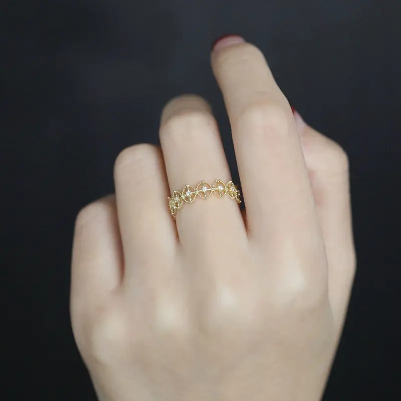 Cincin kerawang renda Prancis, kepribadian modis yang penuh dengan temperamen berlian yang cocok dengan desain cincin yang dapat disesuaikan 3