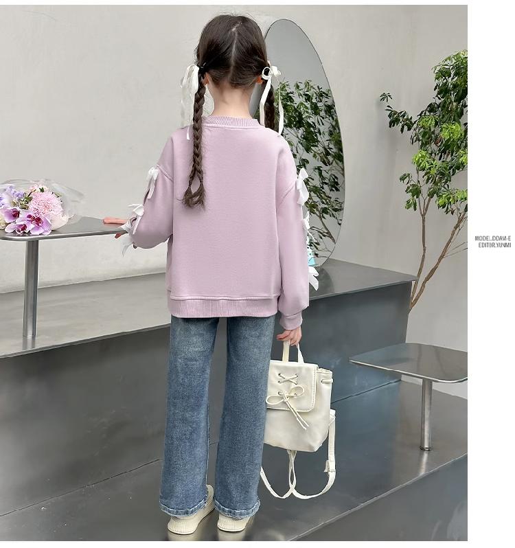 Product Introduction of Kemeja-T Lengan Panjang, untuk Kanak-kanak Perempuan, Fesyen Industri Berat, Baju Sweat, Musim Luruh dan Musim Sejuk Ketibaan Baru, Saiz Sederhana dan Besar, Hiasan Tiga Dimensi, dengan Ikatan bentuk rama-rama, Gaya Barat, Baju Lapisan Asas Comel 30