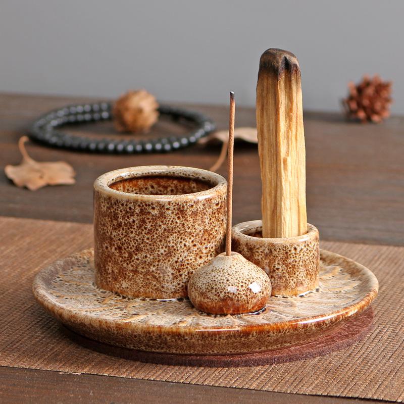 Product Introduction of Atmosphere Creator Export Nordic Style Ceramic Aromatherapy Candle Holder Black Sacred Wood Burning Plate Ceramic Base Wax Holder 17