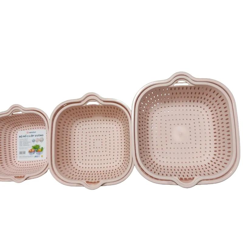 bộ rổ 2 lớp có chậu hấng nước hàng nhựa Cao cấp việt nam