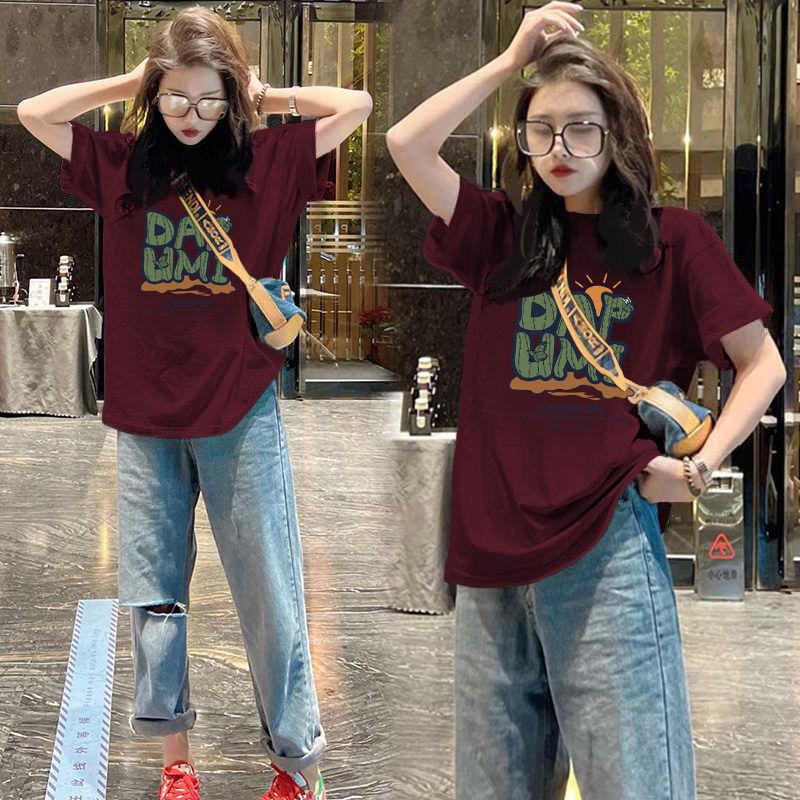 Áo Thun Cotton Ngắn Tay, Dành Cho Nữ, Ngoại Cỡ, Dáng Rộng Vừa Vặn, In Hình, Dài Trung Bình Hàng Mới Về Năm 2024, Áo Trên