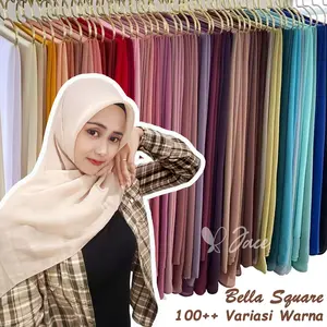 (PART 1) JACE Bella Square PolyCotton Double Hycon Jahit Tepi / Neci Hijab Kerudung Segiempat
