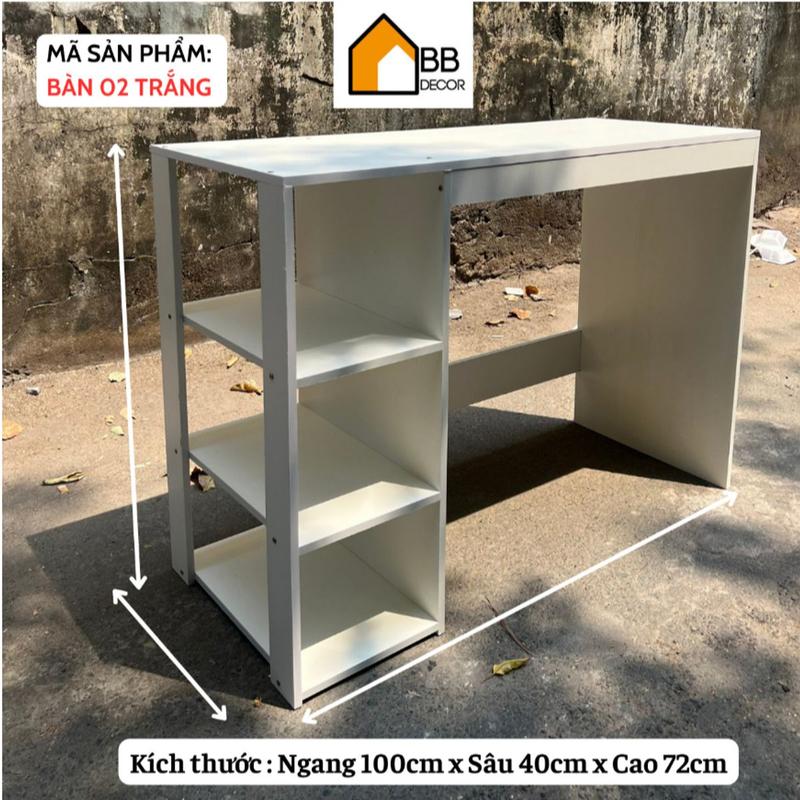  Bàn làm việc gỗ MDF 💖FREE SHIP💖  Bàn Học  Góc Decor Kết Hợp Kệ Sách 3 Ngăn Hiện Đại Tiện Lợi 