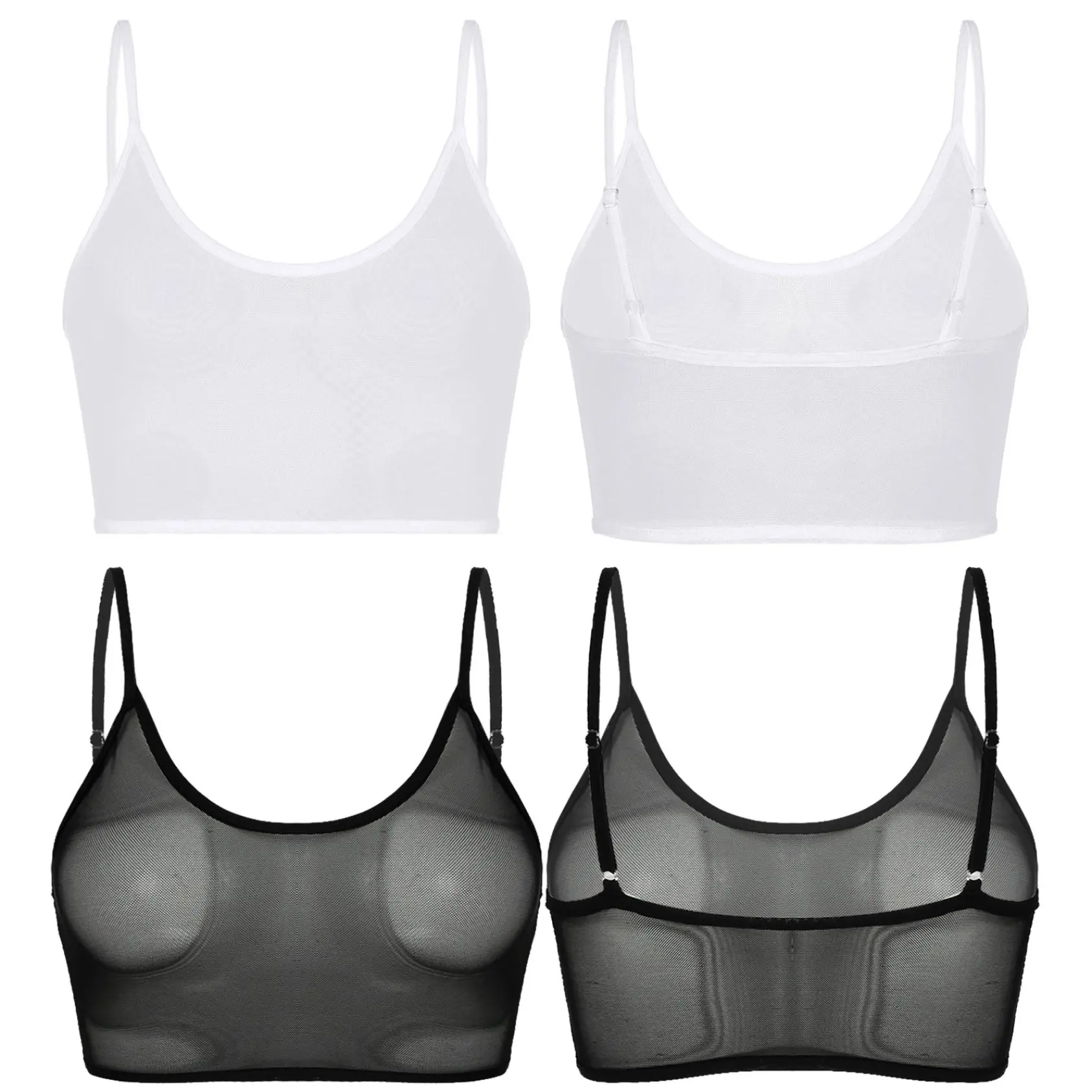Miaeowve Women Sheer Mesh Camisole Tops See Through Sleeveless Crop Top Vest Cami Lingerie Underwear