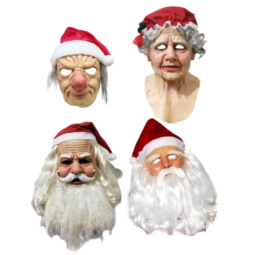 Christmas Latex Mask Lifelike Cosplay Props Realistic Headgear for Holiday Fancy Dress Costumes Masquerade Christmas Halloween