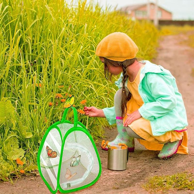 Product Introduction of onmini Creative Green Collapsible Insect Cage Zipper Opening Feeding Box Plant Insect Screen Insect Habitat Transparent Mesh Reptile Pets Cage Butterfly Mantis Bird Silkworm 13