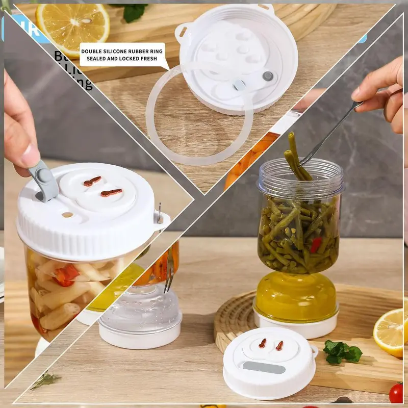 Reusable Food Storage Jar with Fork, 1 Count Durable Leak Proof Food Pickle Container, Kitchen Utensils & Gadgets for Home Dining Room Picnic 4