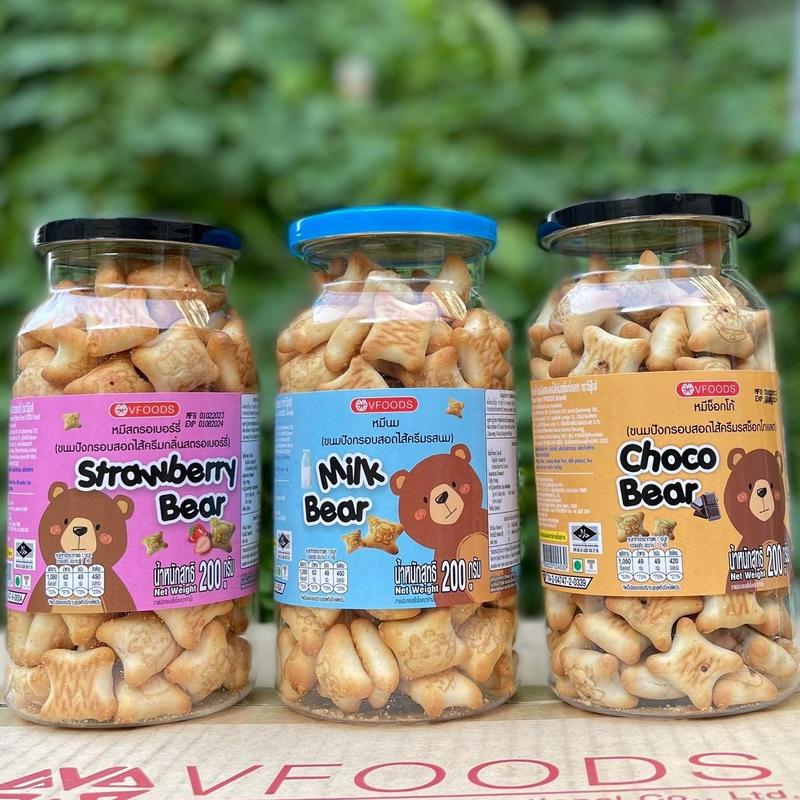 Bánh Gấu Thái Lan Nhân Kem Sữa, Kem Dâu, Kem Chocolate