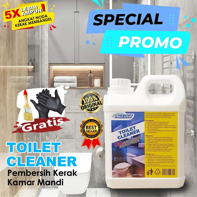 FASTCLEAN TOILET CLEANER CAIRAN PINK Pembersih Kerak Kamar Mandi 1 Liter 0