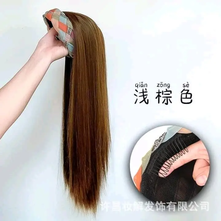 Wig Korea Rainbow - Wig Sintetis Eksotis dengan Warna Coklat & Hitam Model Lurus dan Curly untuk Acara Kostum dan Sehari-hari 0