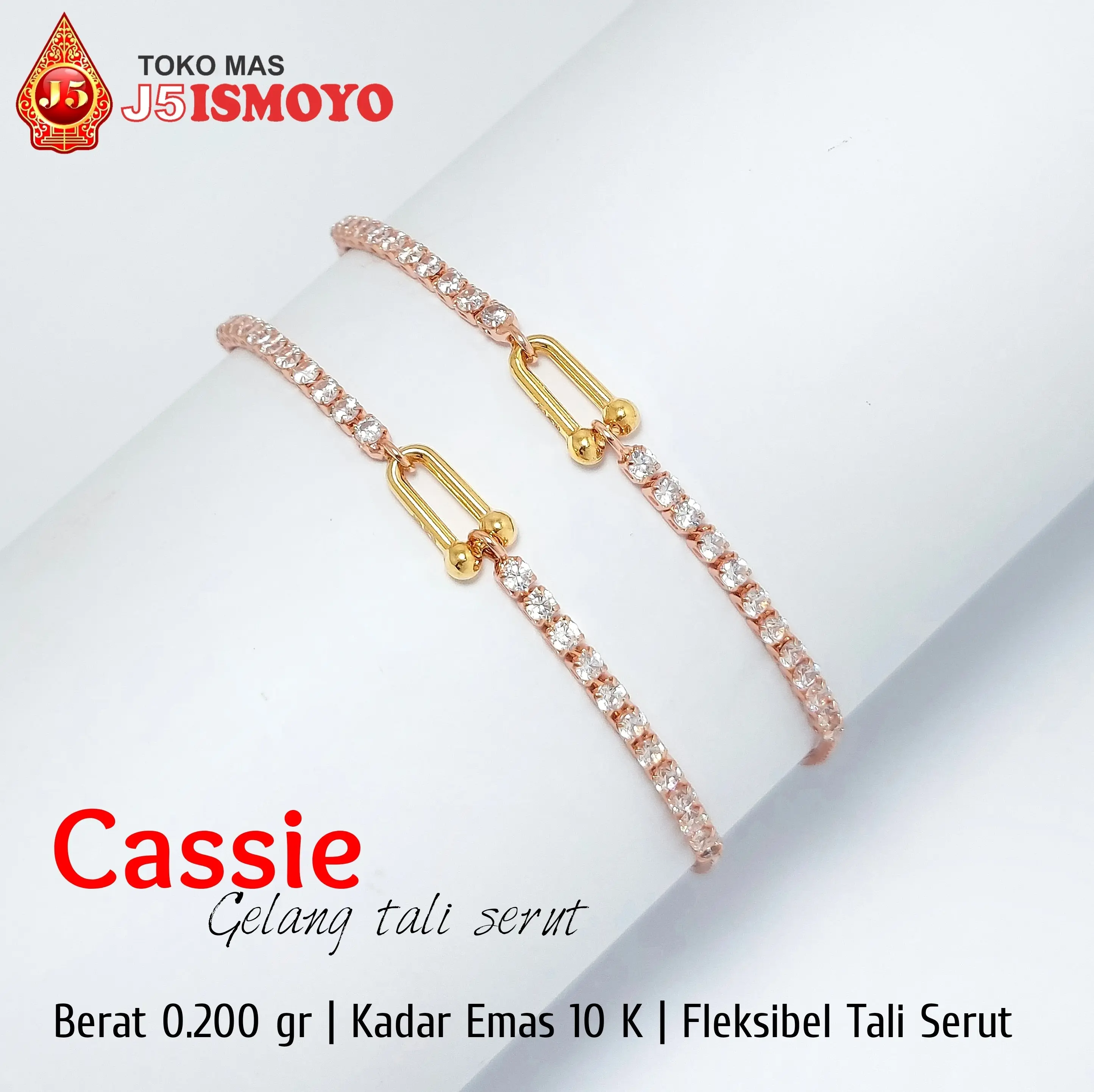 Gelang Tali Serut Kombinasi Emas Cassie J5 Ismoyo